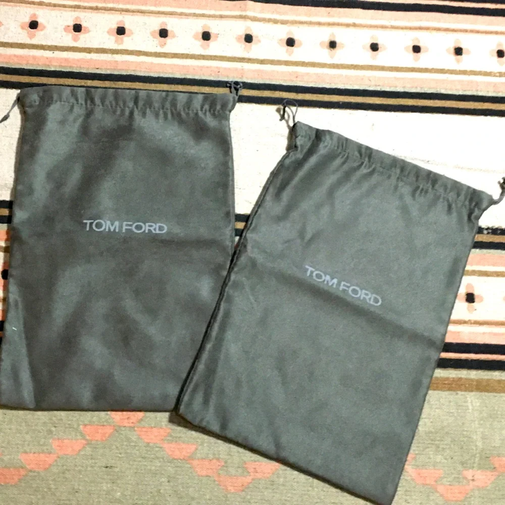 TWO (2) Tom Ford Soft Dark grey Dustbag bundle medium 15” x 10”